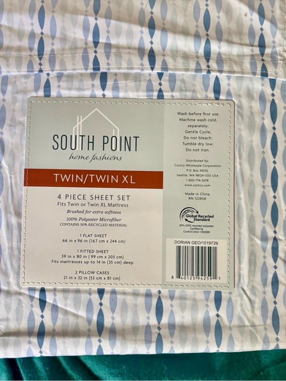 New twin sheets.  Blue & white